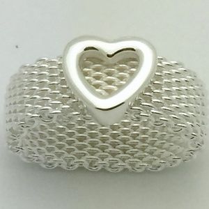 Sterling Silver Flexible Mesh Heart Band Ring